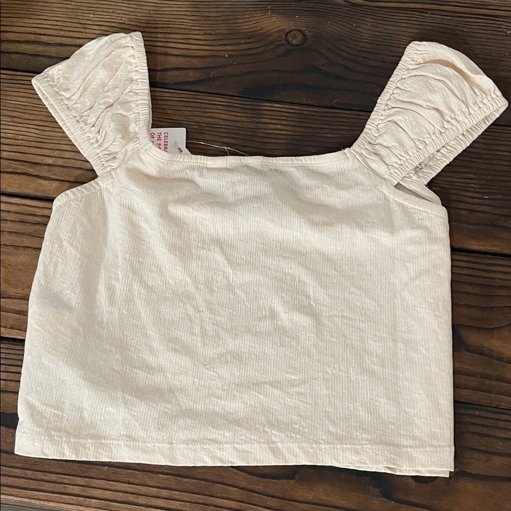 NWT Roxy Cream Ruched Women's Blouse - Picture 4 of 4